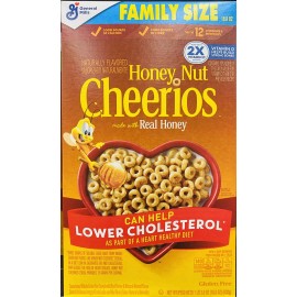 General Mills HONEY NUT CHEERIOS FAMILY SIZE Gluten Free Whole Grain Oats Cereal 18.8 oz