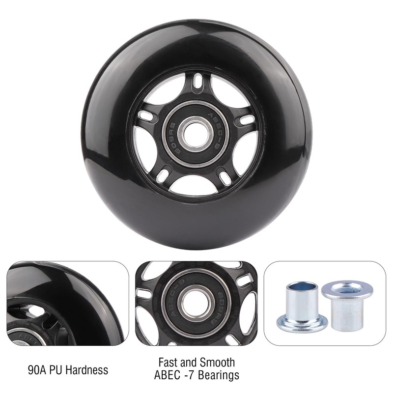 WHEELGOO 2-Pack PU Luggage Suitcase Replacement Wheels Repair Kit w/ABEC-7