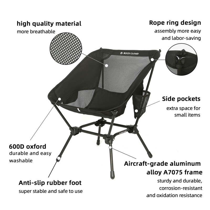 ROCK CLOUD 2 Pack Portable Camping Chair Ultralight Folding Chairs