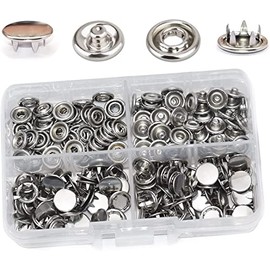 50 Sets 10mm Metal Snaps Stainless Steel Buttons for Sewing and Crafting (Silver 50 Set)