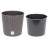 Prosperplast Plastic umbra brown round low flower pot 20.5 cm
