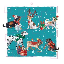Christmas Dogs with Presents Advent Calendar - 230mm x 230mm – 24 Doors