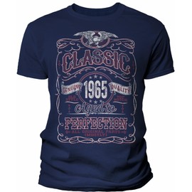 60th Birthday Gift Shirt for Men - Classic 1965 Aged to Perfection - Navy-003-2X