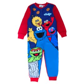 Sesame Street Boys or Girls Onesie, Sleepsuit, All in One Pyjamas, Red/Blue, Age 4-5 Years