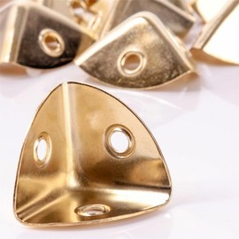 Furniture Box Corner Protectors 28mm Metal Case Corner Edge Guard Brass Edge Cover Clamp Woodwork Protector Accessories for Jewellery Wooden Box Desks Tables 8 Pack.