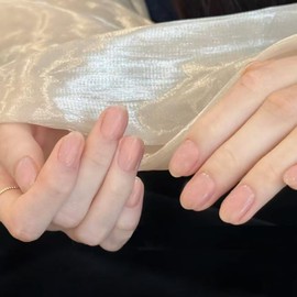 Thokono Press On Nails Pack of 24 Short Square Stick On Nails Red Plain (Light Pink, Medium)