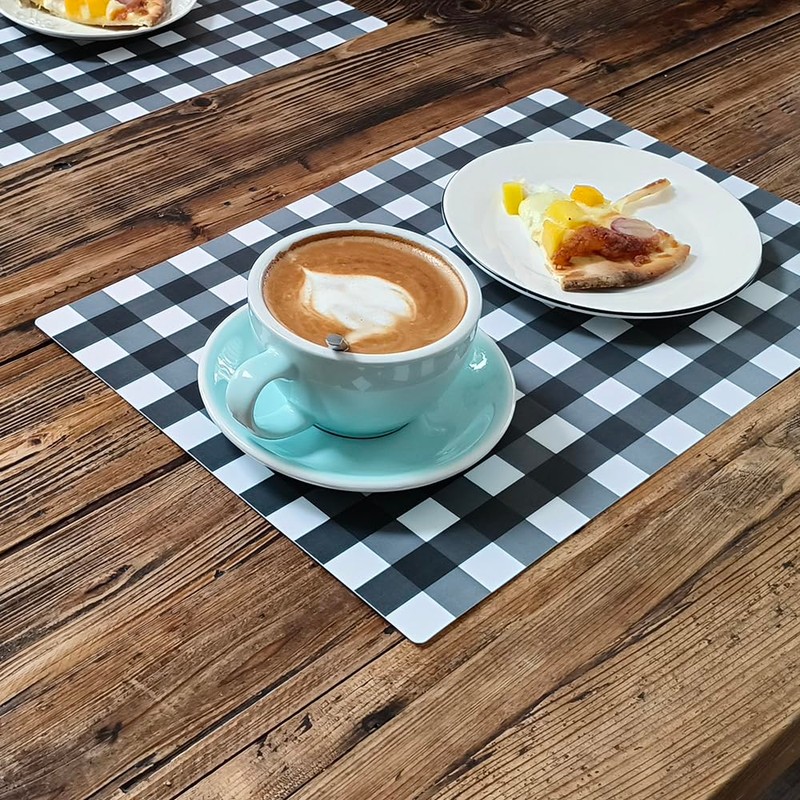 Jsenvpon PP Buffalo Plastic Check Plaid Placemats Wipeable Easy Clean