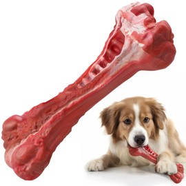 Jewyow Dog Chew Toys for Aggressive Chewers, Beef Flavor Durable Tough Dog Chew Bones for Large/Medium/Small Dogs, Big Indestructible Dog Toy, Dog Bones Made with Rubber