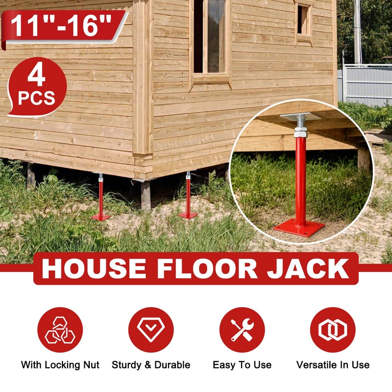 11-16" House Floor Jacks, 6613LBS Screw Jacks Post, Basement Jacks