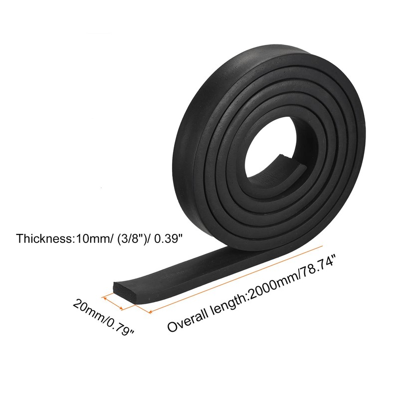 sourcing map EPDM Rubber Foam Sheet Strips 10mm(T) x20mm(W) x2000mm(L),