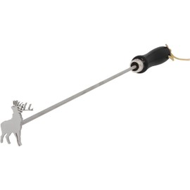 BBQ Fans Stag Deer Branding Iron for Steak, Buns, Wood & Leather | Includes Pine Gift Box & Wood Steak Plate