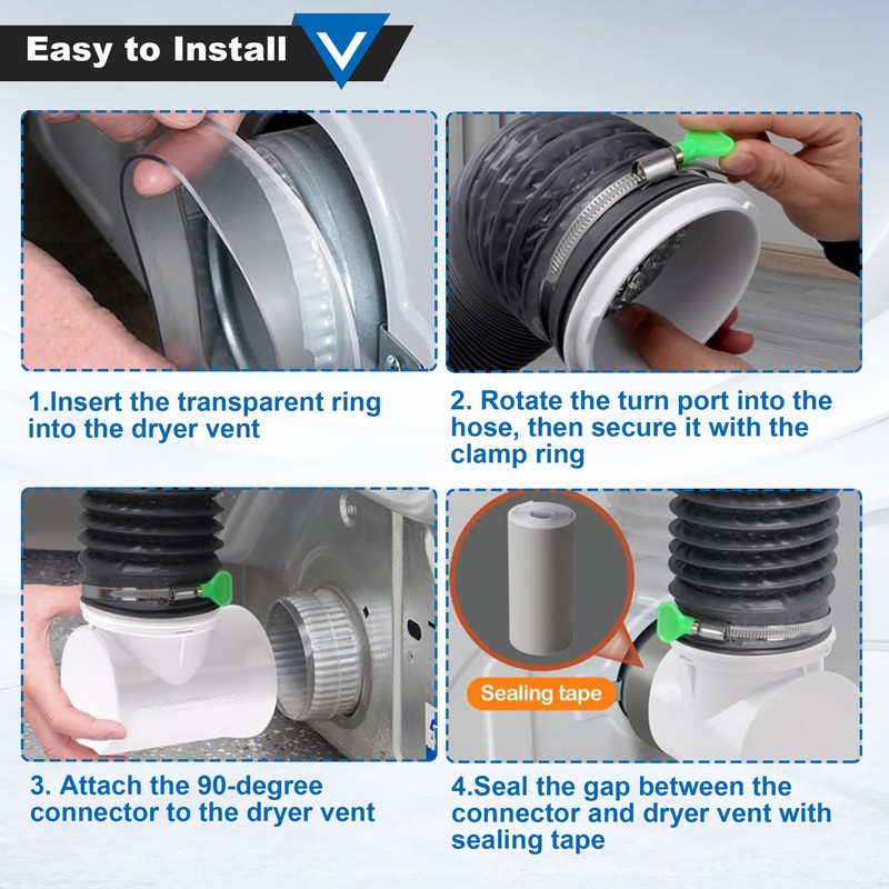 90 Degree Dryer Vent Elbow, Dryer Vent Connector Kit for