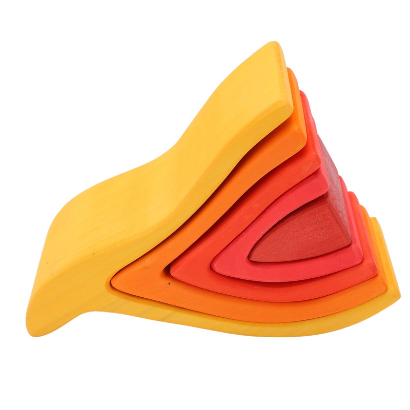5pcs Fire Flame Element Stacking Toys Wooden Stacker Nesting Building