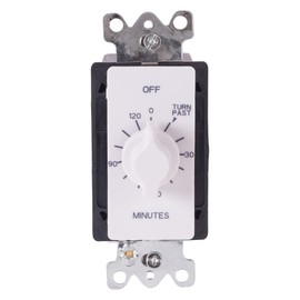 TORK A502HW Spring-Wound In-Wall Twist Timer, 2-Hour Length and White Faceplate, 12 AWG / 125-277V, for Automatic Shutoff of Fans and Lights