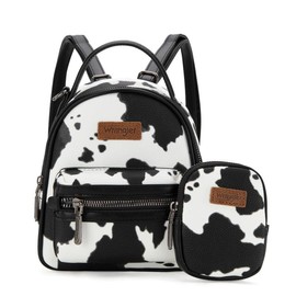 Wrangler Mini Cow Print Backpack Cute Backpack Purse for CowLovers-Fall Fashion - Color: Brown Allover Cow Print