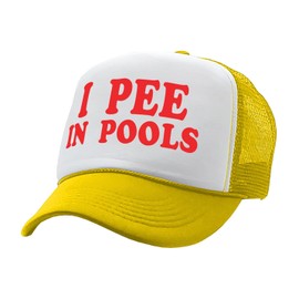 I Pee in Pools Funny Dare Gag Gift Joke - Adult Trucker Cap Hat, Neon Yellow