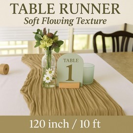 10FT Brown Cheesecloth Table Runner 120 Inch Rustic Boho Gauze Cheese Cloth Table Runner for Wedding Baby Shower Bridal Shower Birthday Party Home Decorations