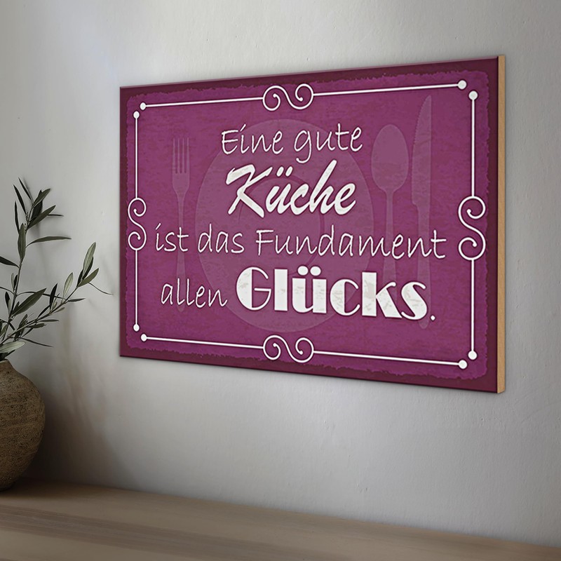 Dekoratives Küchenschild | 'Eine gute Küche ist das Fundament allen