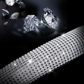 CAR PASS Bling Diamond Leather Steering Wheel Cover, with Bling Sparkly Crystal Glitter Rhinestones Universal Fit 14.5in-15in Car Wheel Protector for Women Girl Fit Suvs,Vans,Sedans,Car,Trucks, Silver