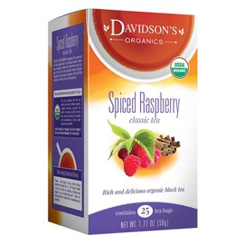 Davidson's Organics, Spiced Raspberry, 25-count Tea Bags, Pack of 6