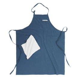 Pincy Soft Cotton Linen Apron - Retro Linen Art Apron, Adjustable Casual Apron with Towel, Ideal for Florist, Coffee House and Kitchen, blue ashes