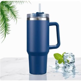 Rosmay 40oz Refresher Stainless Steel Vacuum insulated Tumbler sealed spill resistant with handle and straw lid for water, iced tea or coffee (royal blue)