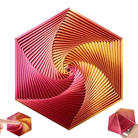 Fractal Fidget Hexagon Antistress Fidget Toys 3D Printing Hexagon Spiral Spielzeug Stress Relief Sensory Fidget Toy Spielzeug für Kinder & Erwachsene Angst Stresslinderung（Rot-Gold-Gradient）