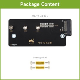 Waveshare PCIe to M.2 Adapter (B), Supports NVMe Protocol M.2 Solid State Drive, High-Speed Reading/Writing, for Raspberry Pi CM4, Extending M.2 Interface for Compute Module 4 Series IO Boards