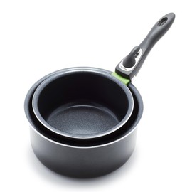 GreenPan Clip Series 1.7QT and 3.3QT Saucepan Set with Detachable Handle, Aluminum, Healthy Ceramic Nonstick Coating, Induction, Dishwasher Safe, PFAS-Free, Black