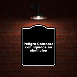 Peligro Contacto con líquidos en ebullición BLACK Aluminum Composite Sign 20 x 24 inches
