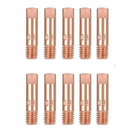Pack of 10 MB15 15AK Power Nozzles Welding Contact Tip 0.8 mm M6 x 24 mm Copper Power Nozzle Contact Tips Welding Tips Welding Tips for 15AK MIG/MAG Welding Torch Accessories Wear Parts (0.8 mm) (10