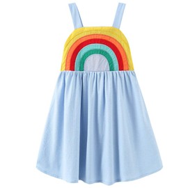 Frogwill Toddler Girls Fifties Summer Dress Blue Rainbow 2-7Y (3T, Purple)