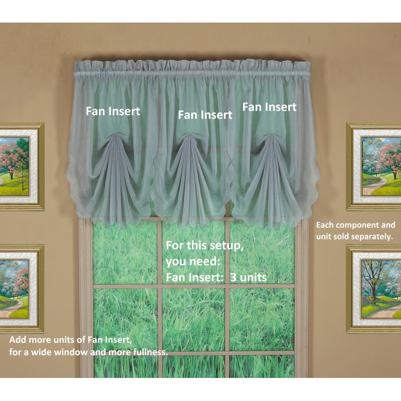 Today's Curtain Emelia Original Voile Fan Insert, Grey, 30" W