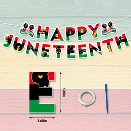 Happy Juneteenth Banners June 19th 1865 Freedom Day Words Hanging Banners Juneteenth Decorations for African Afro Americans Independence Day Home Indoor Black History Month Party Decoration Supplies