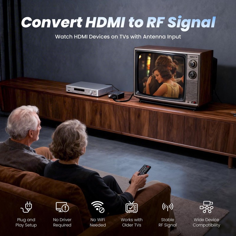 [Upgrade]kurtmark HDMI to RF Modulator with 1.2M HDMI Cable &