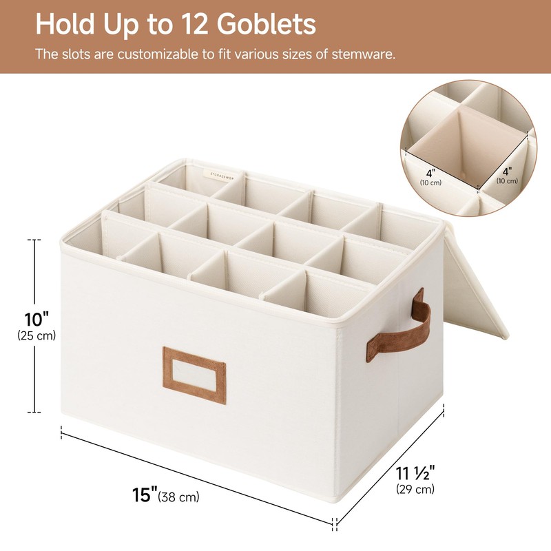 StorageWorks Stemware Storage Cases, Hard Shell Wine Glass Storage Box