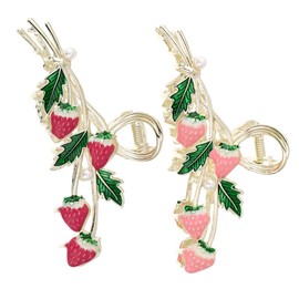 Gatuida 2pcs Strawberry Hair Claw Clips for Women Non Slip Jaw Clips with Cute Strawberry Design Hair Accessories for Parties Daily Wear Fashion Hairstyles