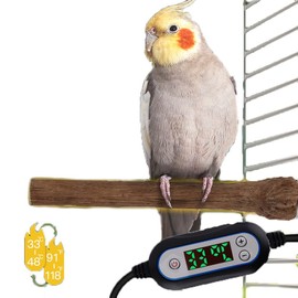 Adjustable Temperature Heated Bird Perch - Ideal Winter Warming Solution for Parrots, Parakeets, Bird Cages,Heating Station Rod 1.4 X 7.9 Inches(20cm)