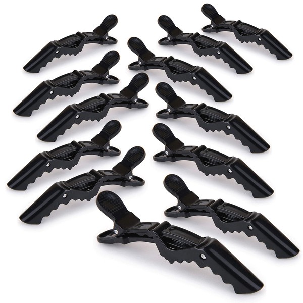 Deke Home Women styling hairclip - 12 pcs professional alligator plastic hair sectioning clips - Durable alligator hair clip with nonslip grip & wide gator big teeth for easy styling thick/thin