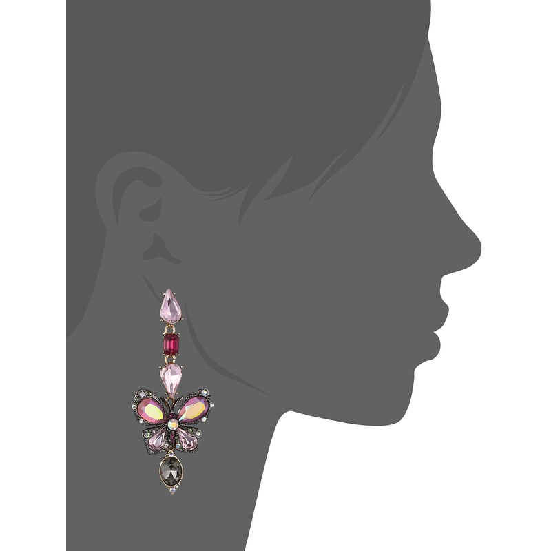 Betsey Johnson Butterfly Mismatch Linear Earrings