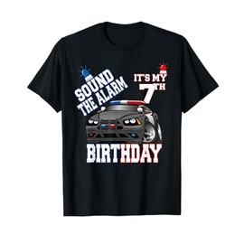Sound The Alarm It's My 7th Birthday 7 Years Old Policeman T-Shirt