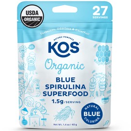 KOS Usda Organic Blue Spirulina En Polvo, Ficocianina Vegana Algas Superfood Colorante Alimenticio Natural Para Batidos Y Bebidas Proteínas, A Base...