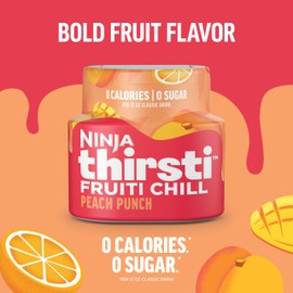 Ninja Ninja Thirsti Flavored Water Drops, FRUITI CHILL Peach Punch, Bold Fruit Flavor, Sparkling or Still, Zero Calories, Zero Sugar, Makes 17, 12oz drinks, 3 Pack, WCFOPMGAM