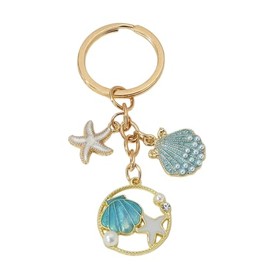 TETING GINING Colorful Summer Starfish Shell Pearl Beaded Keychain for Women Jewelry (A)