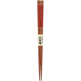 Kawai 124209 Chopsticks Octagonal Miyama, Vermilion, 8.3 inches (21 cm), Antibacterial, Dishwasher Safe, Anti-Slip, Made in Japan