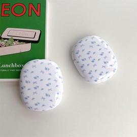SCJLSDA Compatible with AirPods Max Case, White Background, Blue Flower Bow Print, Cute Girl Floral Pattern Earphone Case, Kawaii Headphone Accessories for AirPod Max