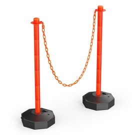 RoadHero 2 Pack Traffic Delineator Post Cones with Fillable Base, Expandable Traffic Safety Barrier with 8 FT Plastic Chain, Traffic Safety Delineator Cones for Parking Lot, Orange