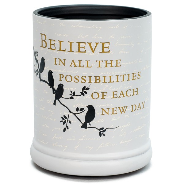 Elanze Designs Birds on a Tree Grey Believe Ceramic Stoneware Electric Large Jar Candle Warmer