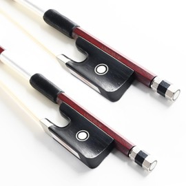 2PCS VINGOBOW Brazilwood Cello Bow 4/4 Full Size 74.5cm Ebony Frog Natural Mongolian White Horsehair Well-Balanced Sweet Tone