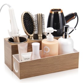 GFWARE Hair Tool Organizer - Bathroom Vanity Organizers and Storage, Hair Styling Accessories Hot Tools Organizer Hair Dryer, Blow Dryer, Curling Iron, Flat Iron, Hair Straightener, Wood